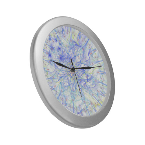 orchids 4 Silver Color Wall Clock