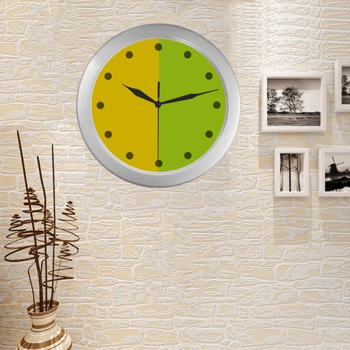 Only two Colors: Sun Yellow - Spring Green Silver Color Wall Clock