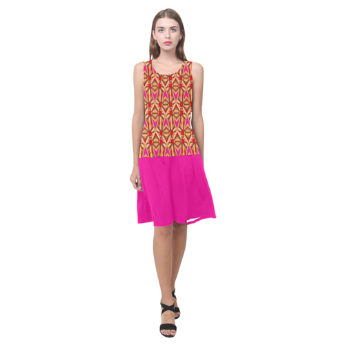 Pink Gold Pattern AsriTara Sleeveless Splicing Shift Dress(Model D17)