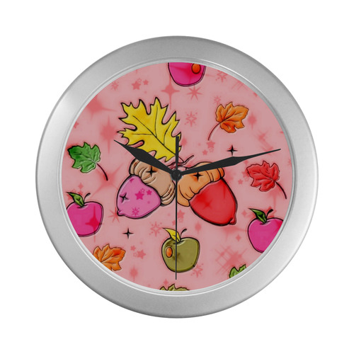 Fall by Popart Lover Silver Color Wall Clock