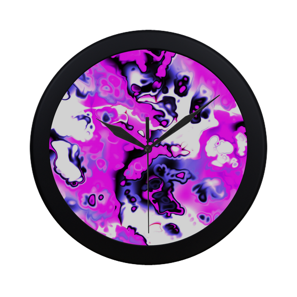 pink purple white abstract Circular Plastic Wall clock
