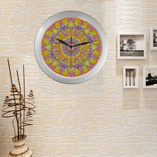 plume 9 Silver Color Wall Clock