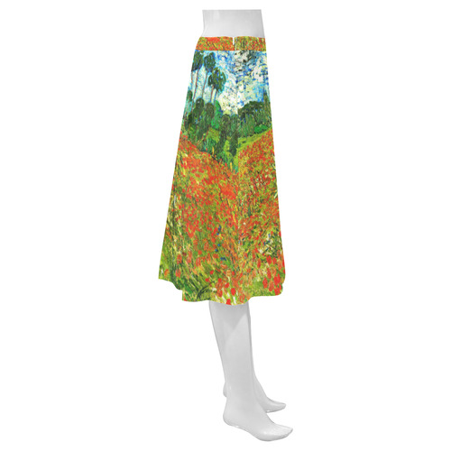 Vincent Van Gogh Field With Red Poppies Mnemosyne Women's Crepe Skirt (Model D16)