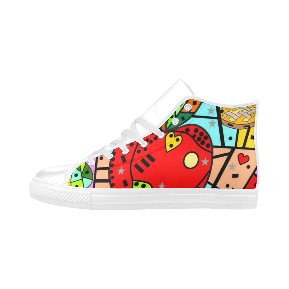 apple Popart by Nico Bielow Aquila High Top Microfiber Leather Men's Shoes/Large Size (Model 032)