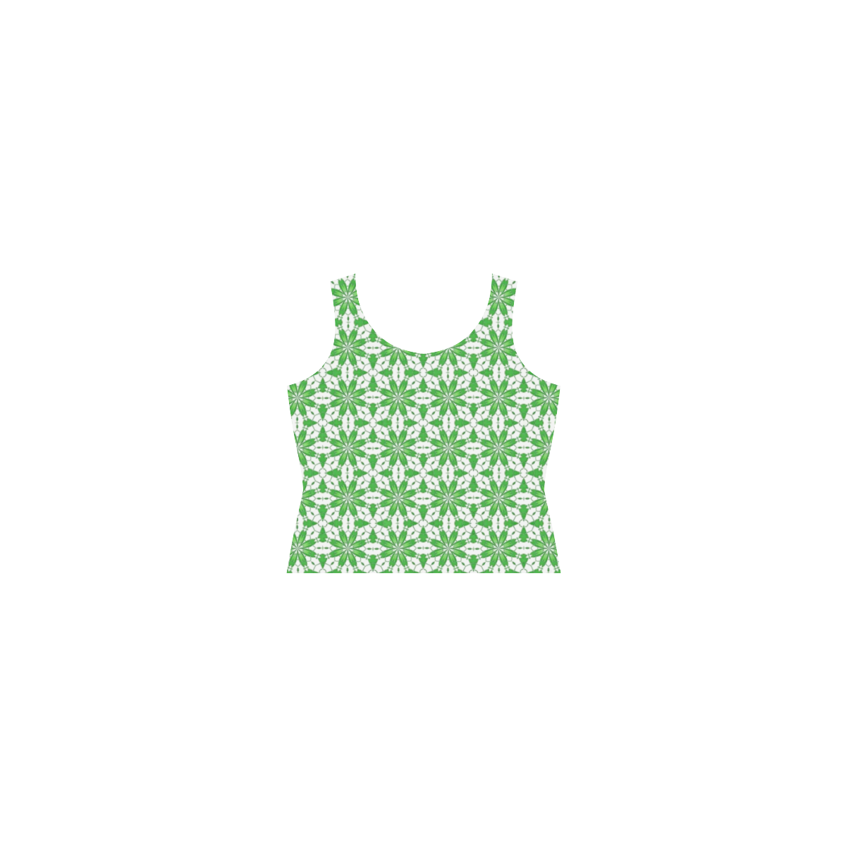 Green and White Floral Sleeveless Splicing Shift Dress(Model D17)