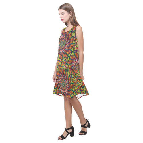 Spiral Pattern 7 by Sarah Walker NZ Sleeveless Splicing Shift Dress(Model D17)