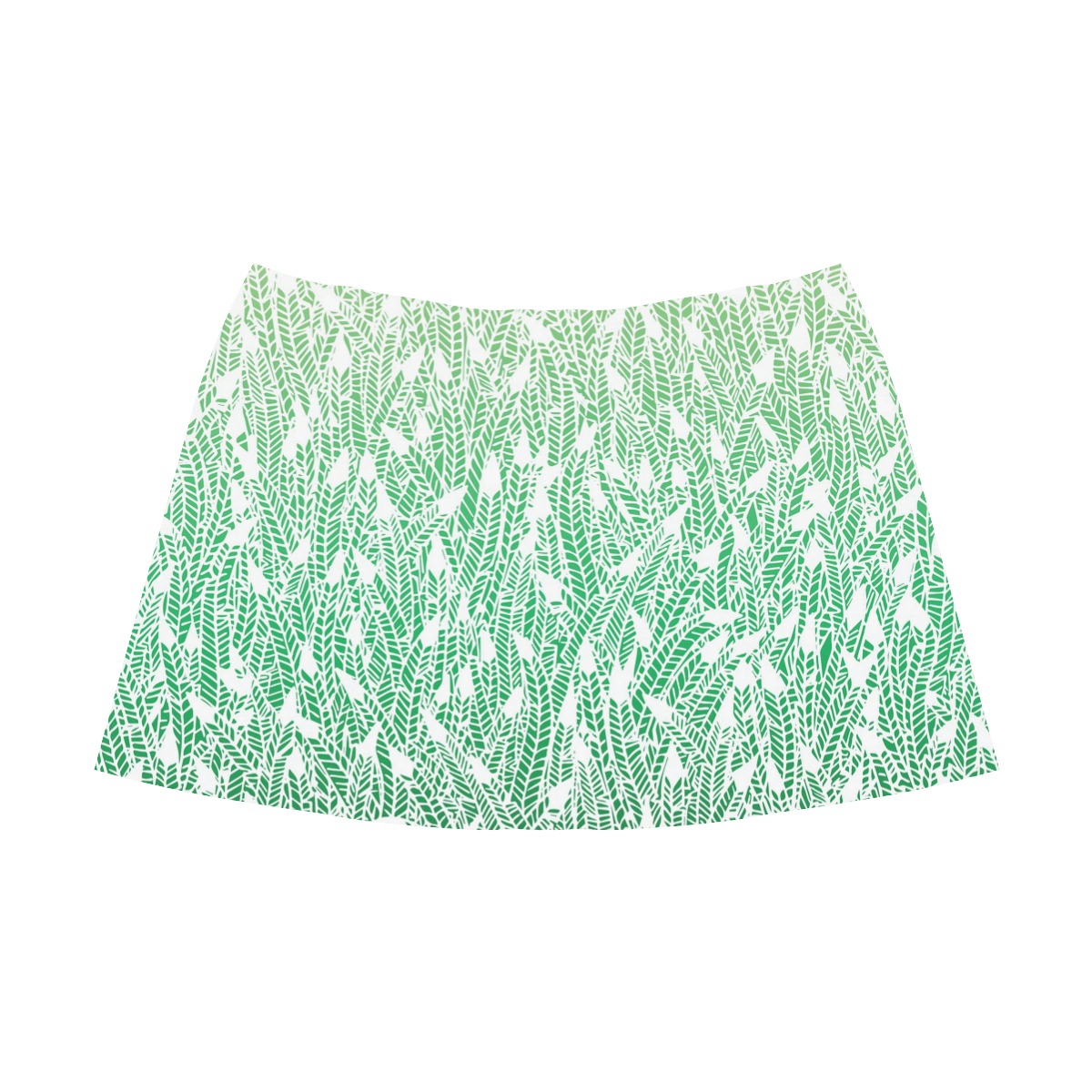 green ombre feathers pattern white Mnemosyne Women's Crepe Skirt (Model D16)