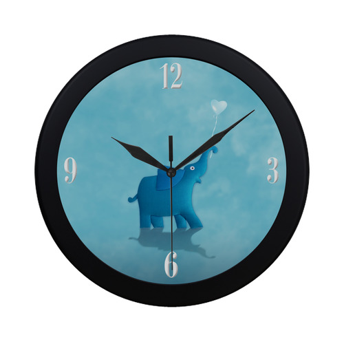 blue elephant Circular Plastic Wall clock