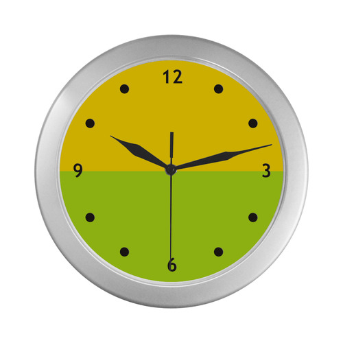 Only two Colors: Sun Yellow - Spring Green Silver Color Wall Clock