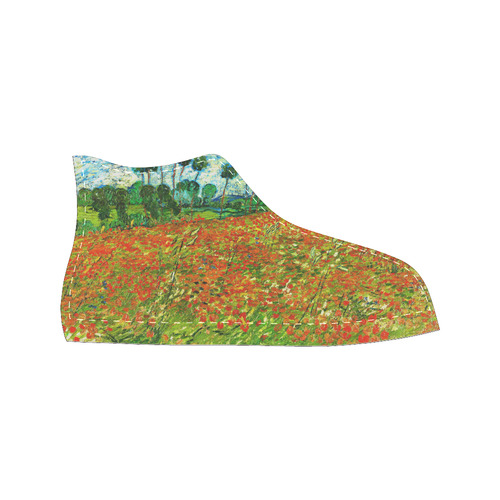 Vincent Van Gogh Field With Red Poppies High Top Canvas Women's Shoes/Large Size (Model 017)