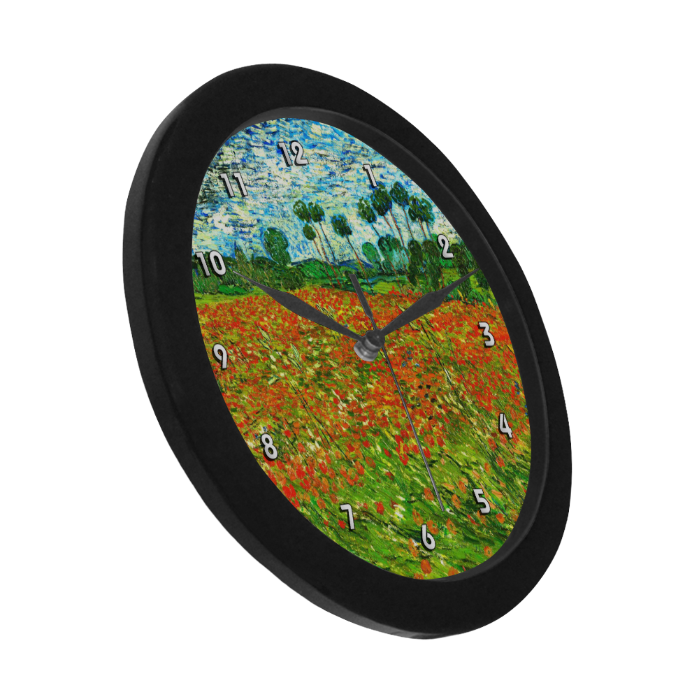 Vincent Van Gogh Field With Red Poppies Circular Plastic Wall clock