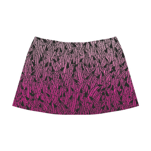 pink ombre feathers pattern black Mnemosyne Women's Crepe Skirt (Model D16)