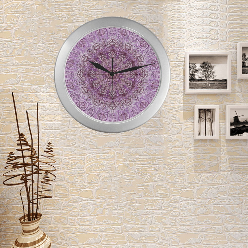 mandala1-3 Silver Color Wall Clock