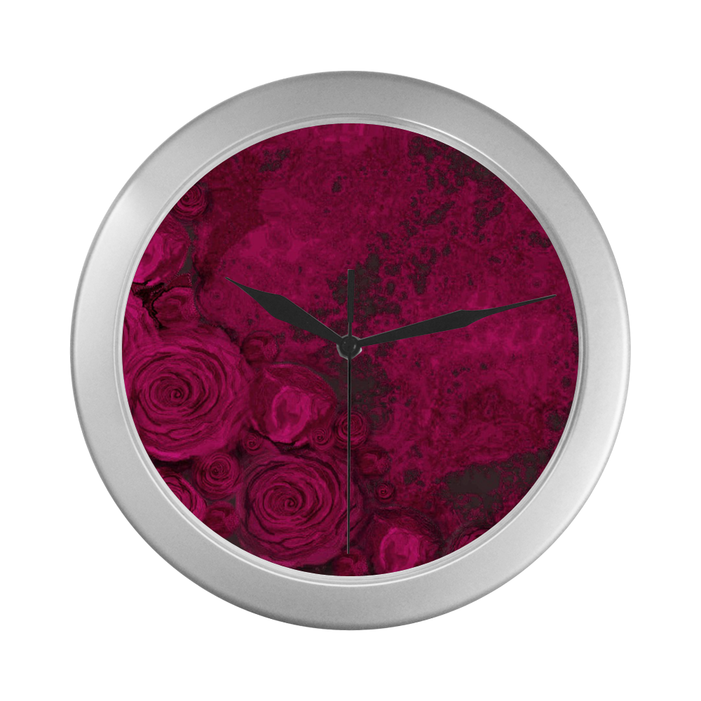 roses 3-9 Silver Color Wall Clock