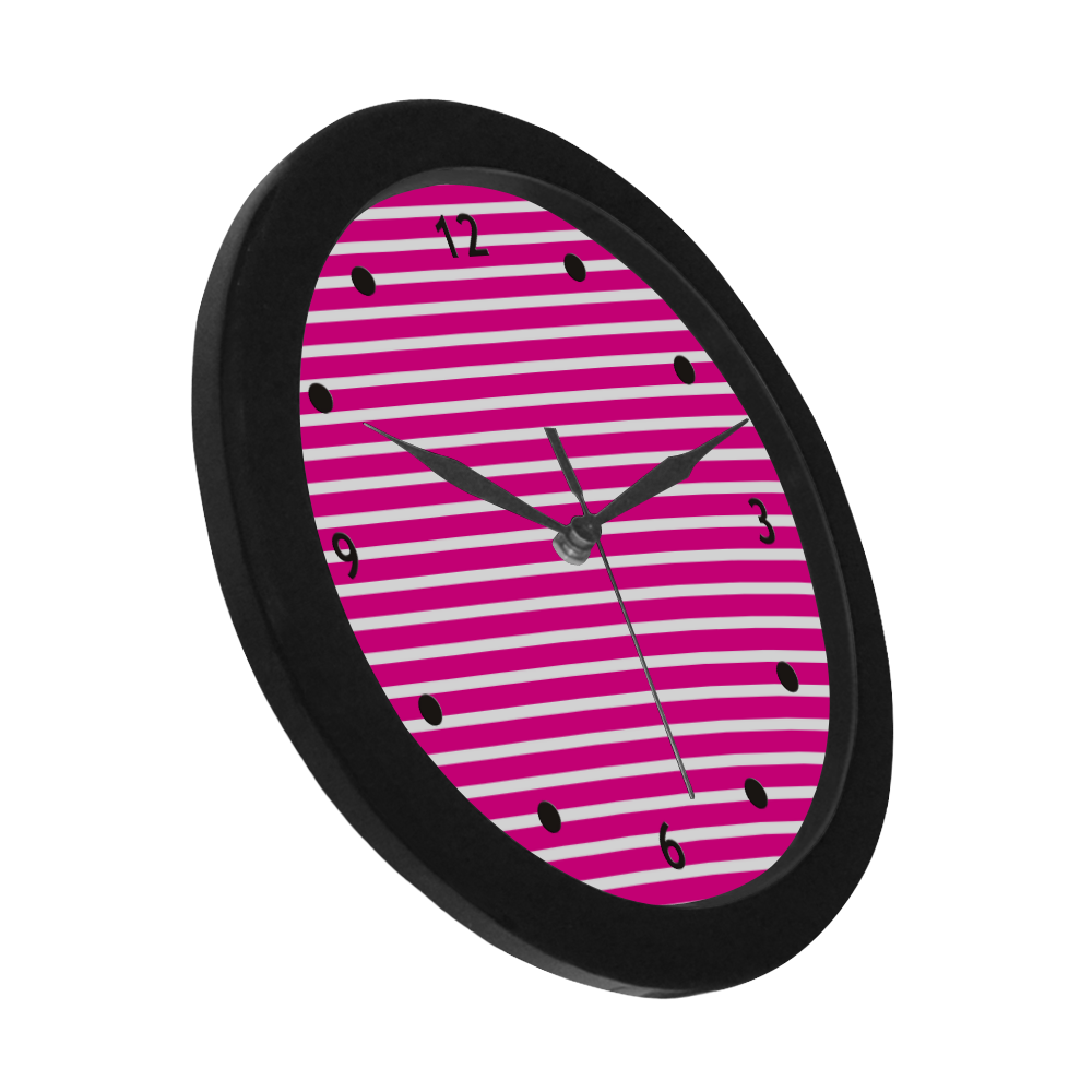 Narrow White Flat Stripes Pattern Circular Plastic Wall clock