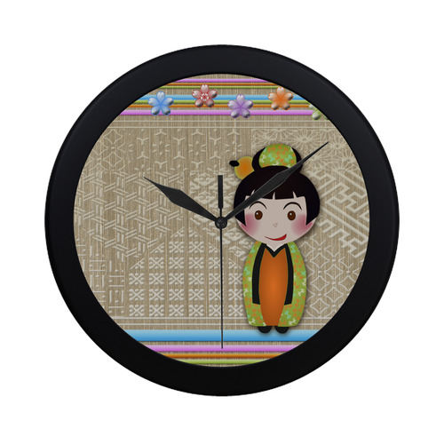 kokeshi noshi Circular Plastic Wall clock