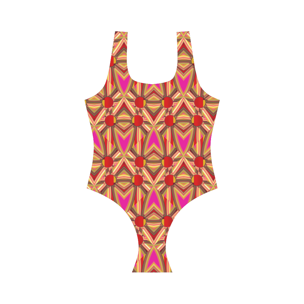 Pink Gold Pattern AsriTara Vest One Piece Swimsuit (Model S04)
