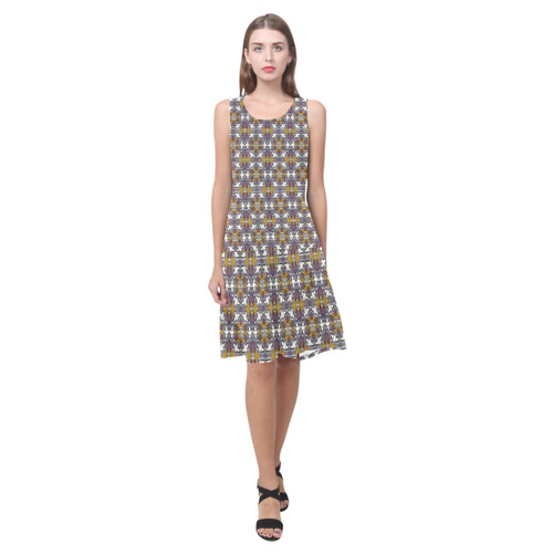 Golden Violet Sleeveless Splicing Shift Dress(Model D17)