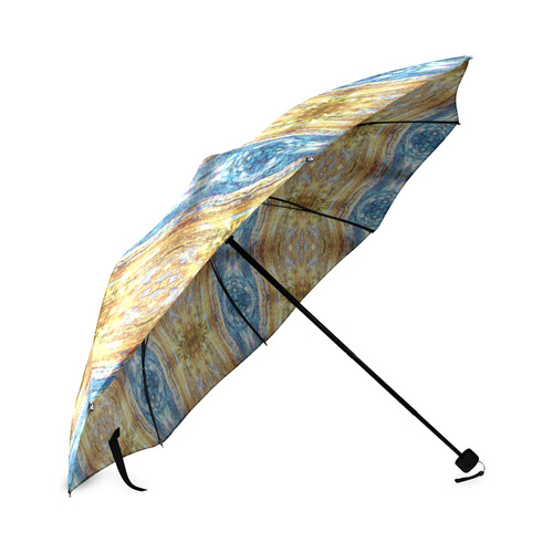 Gold and Blue Elegant Pattern Foldable Umbrella (Model U01)