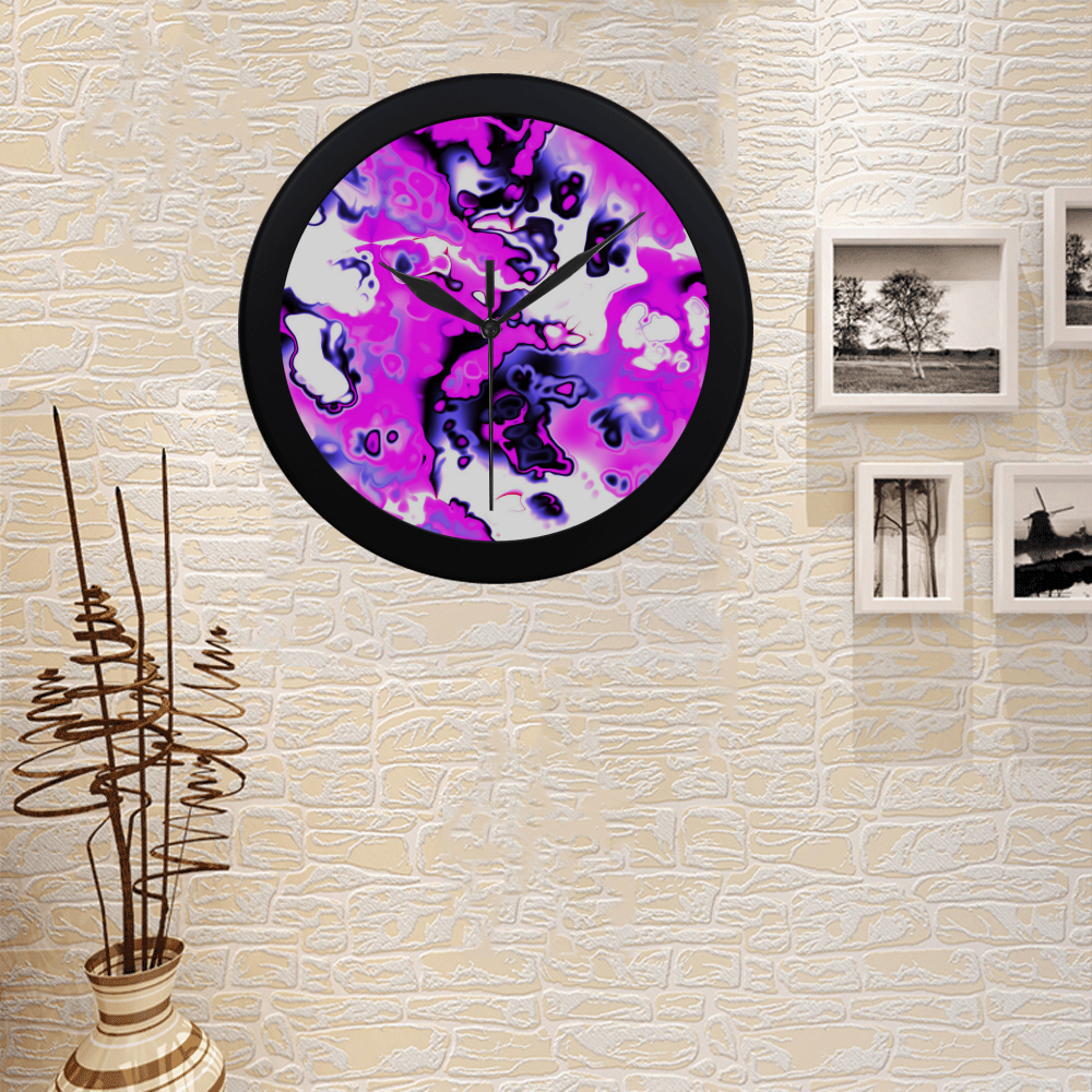 pink purple white abstract Circular Plastic Wall clock