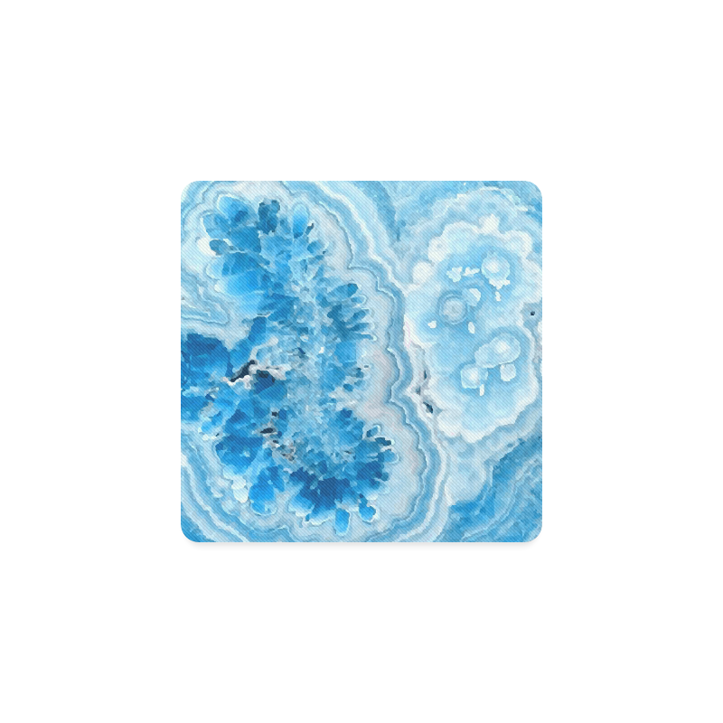 Blue Aqua Geode Nature Fine Art Square Coaster
