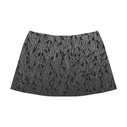 grey ombre feathers pattern black Mnemosyne Women's Crepe Skirt (Model D16)
