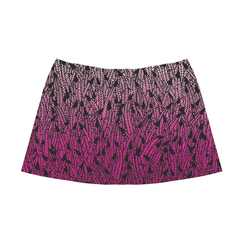 pink ombre feathers pattern black Mnemosyne Women's Crepe Skirt (Model D16)