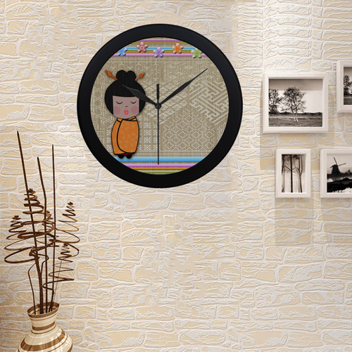 kokeshi dragonflies Circular Plastic Wall clock