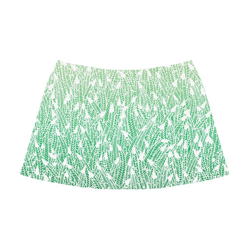 green ombre feathers pattern white Mnemosyne Women's Crepe Skirt (Model D16)