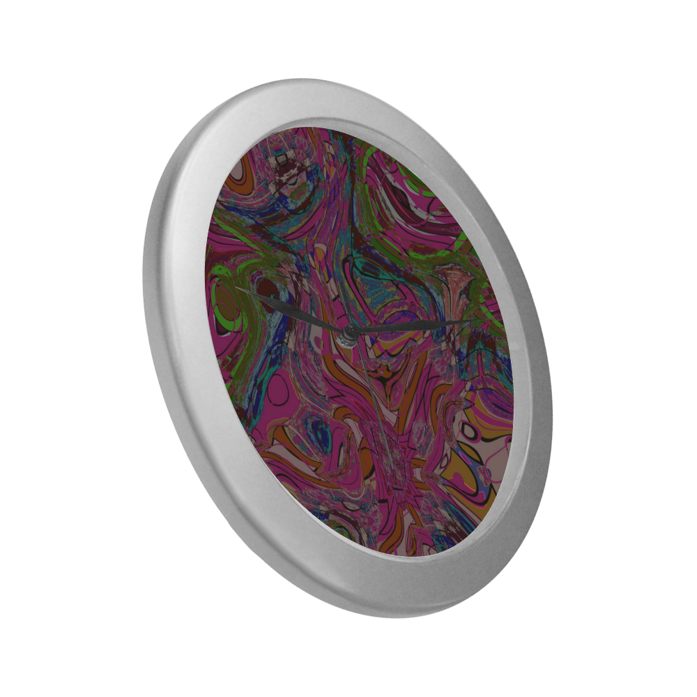 colorful abstract Silver Color Wall Clock