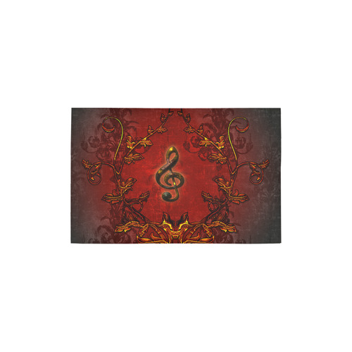 Music, clef and red floral elements Area Rug 2'7"x 1'8‘’