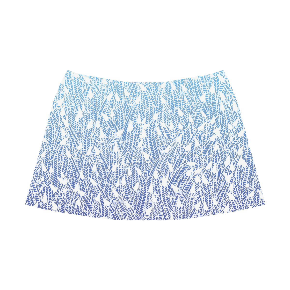 blue ombre feather pattern Mnemosyne Women's Crepe Skirt (Model D16)