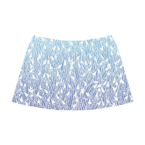 blue ombre feather pattern Mnemosyne Women's Crepe Skirt (Model D16)