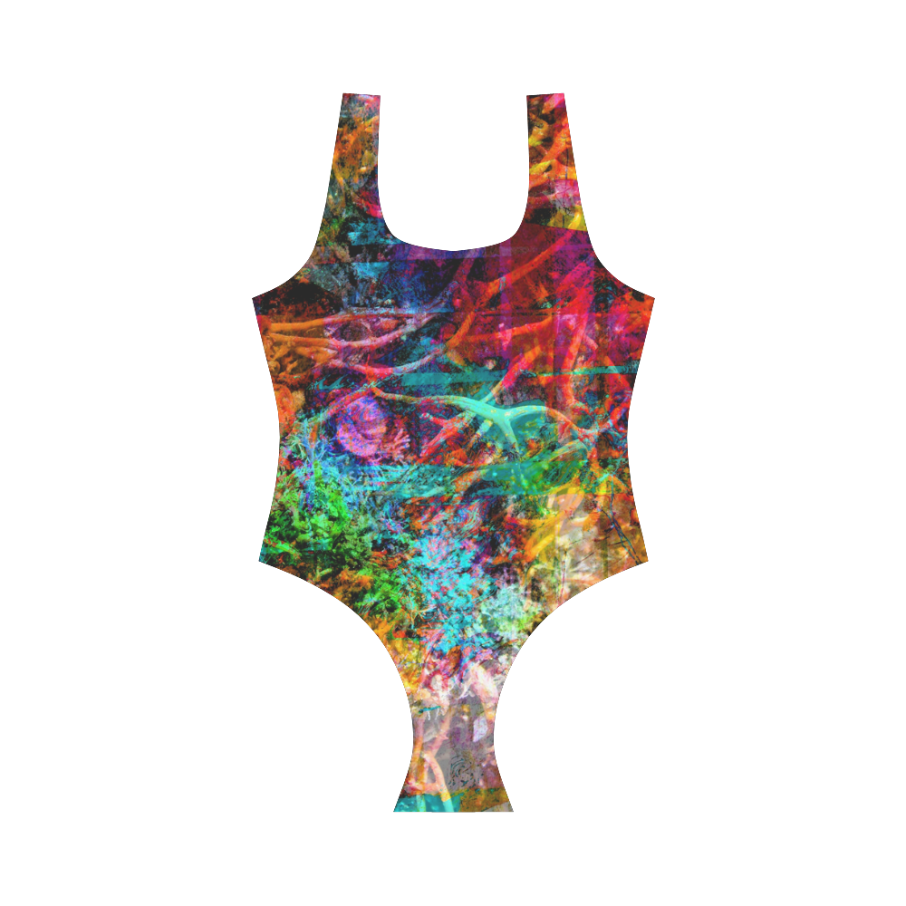 Sea Weed Color by Martina Webster Vest One Piece Swimsuit (Model S04)