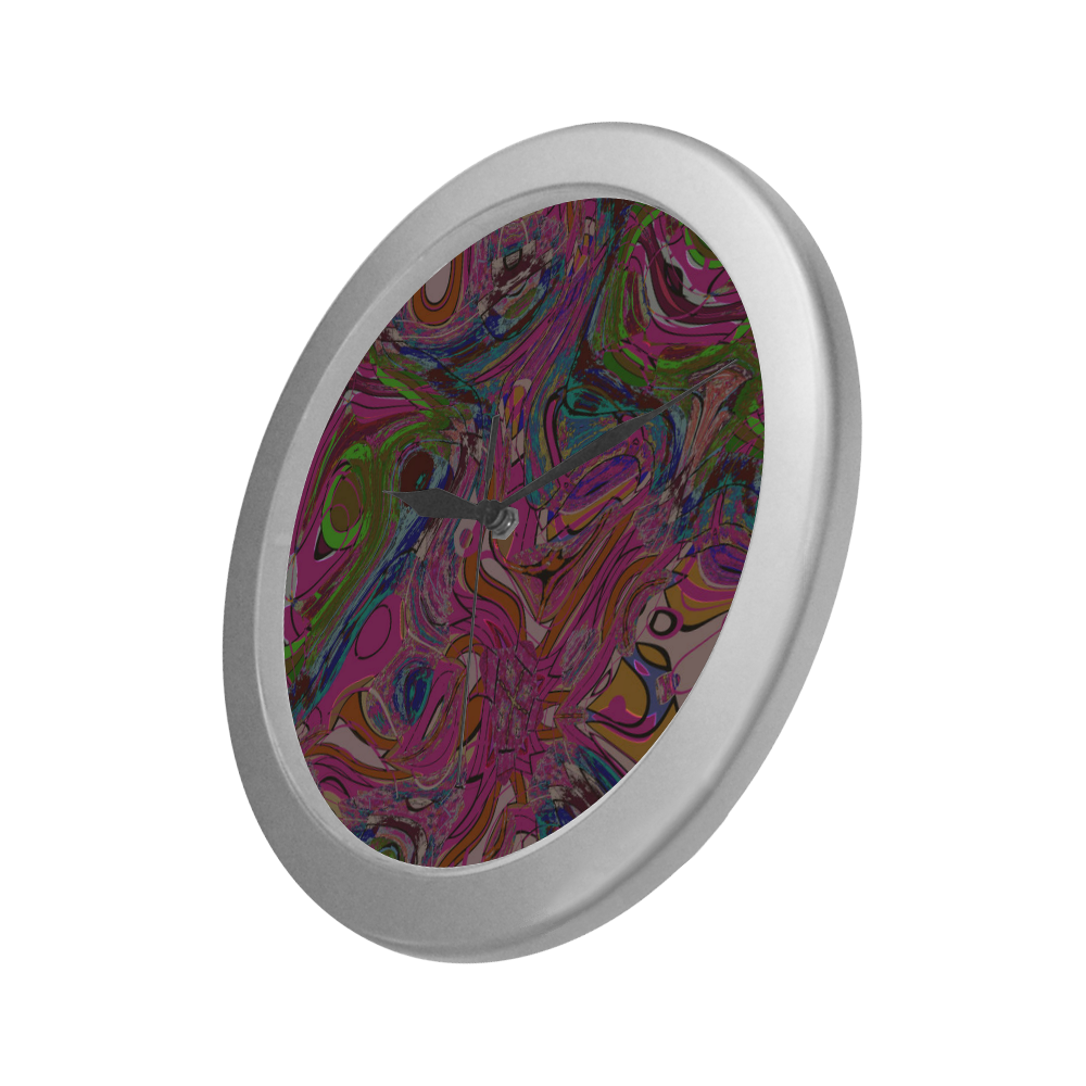 colorful abstract Silver Color Wall Clock