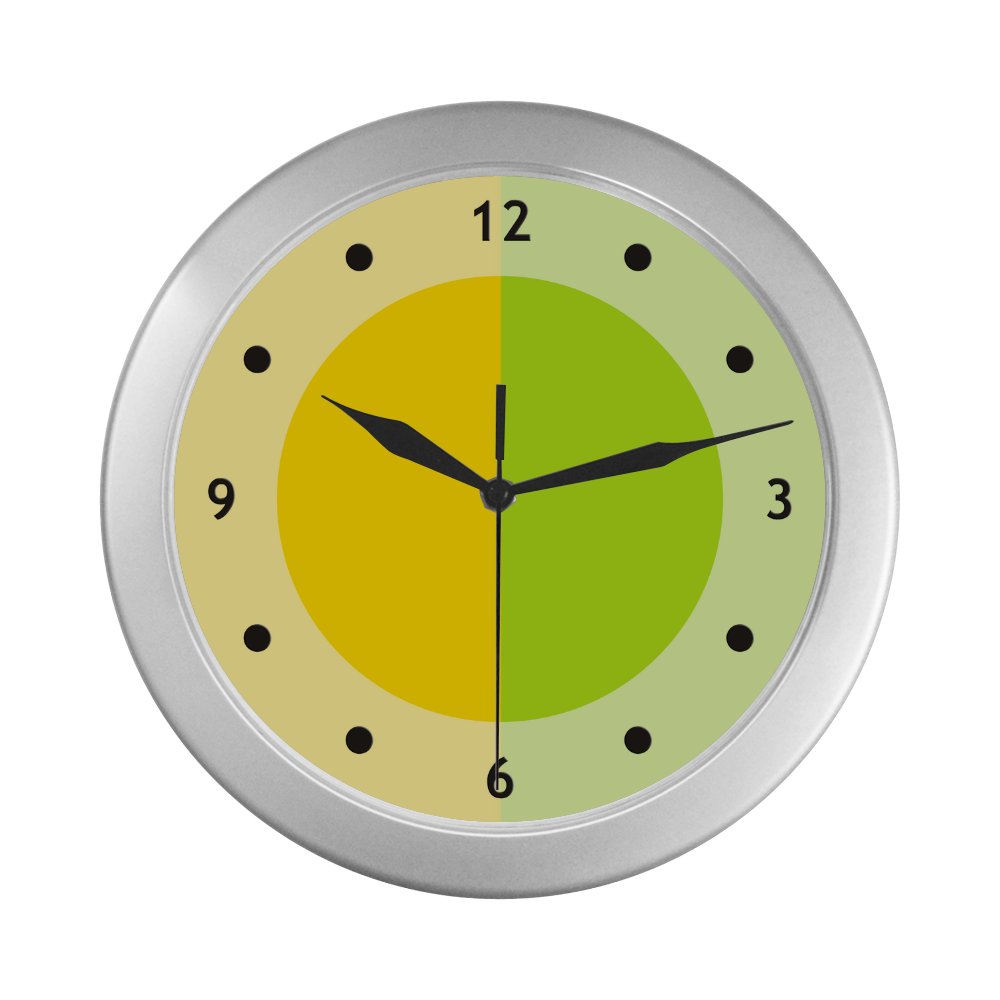 Only two Colors: Sun Yellow - Spring Green Silver Color Wall Clock