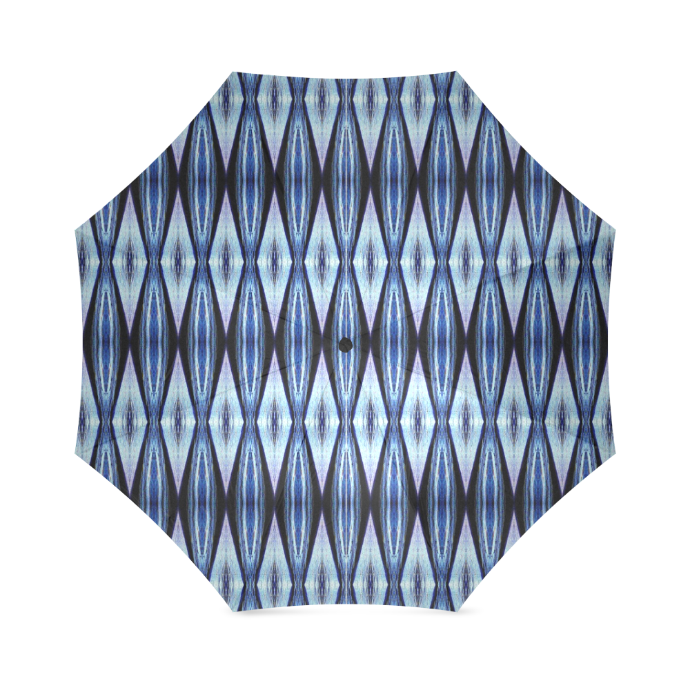 Blue White Diamond Pattern Foldable Umbrella (Model U01)