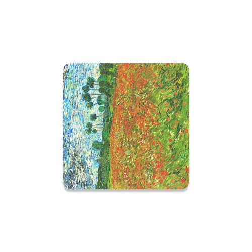 Vincent Van Gogh Field With Red Poppies Square Coaster