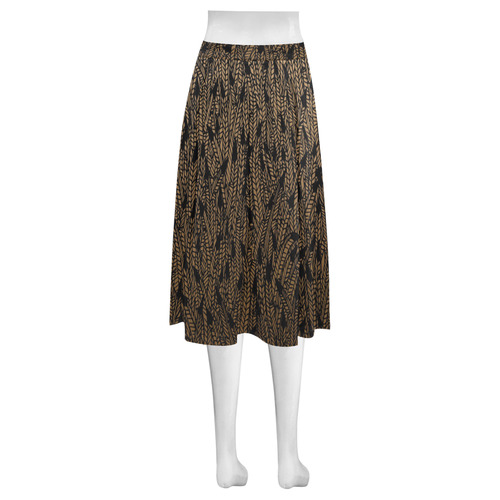 brown ombre feathers pattern black Mnemosyne Women's Crepe Skirt (Model D16)