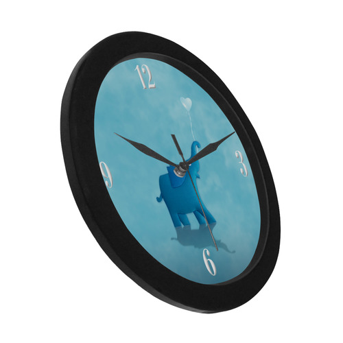 blue elephant Circular Plastic Wall clock