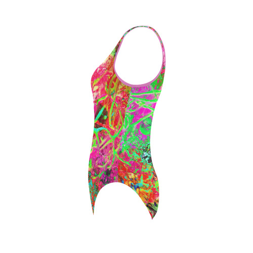 Sea weed in Neon by Martina Webster Vest One Piece Swimsuit (Model S04)