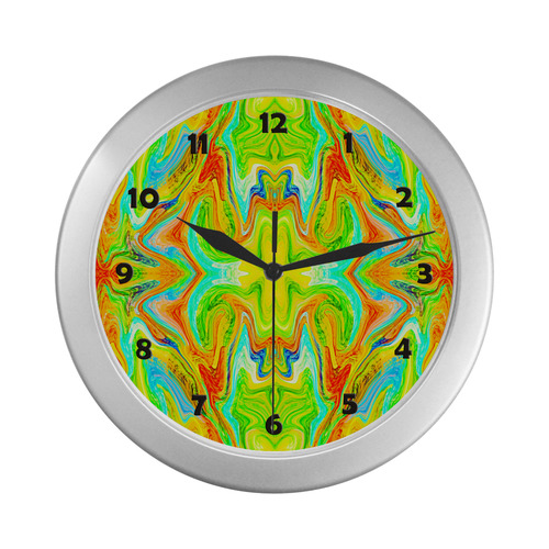 Multicolor Abtract Figure Silver Color Wall Clock