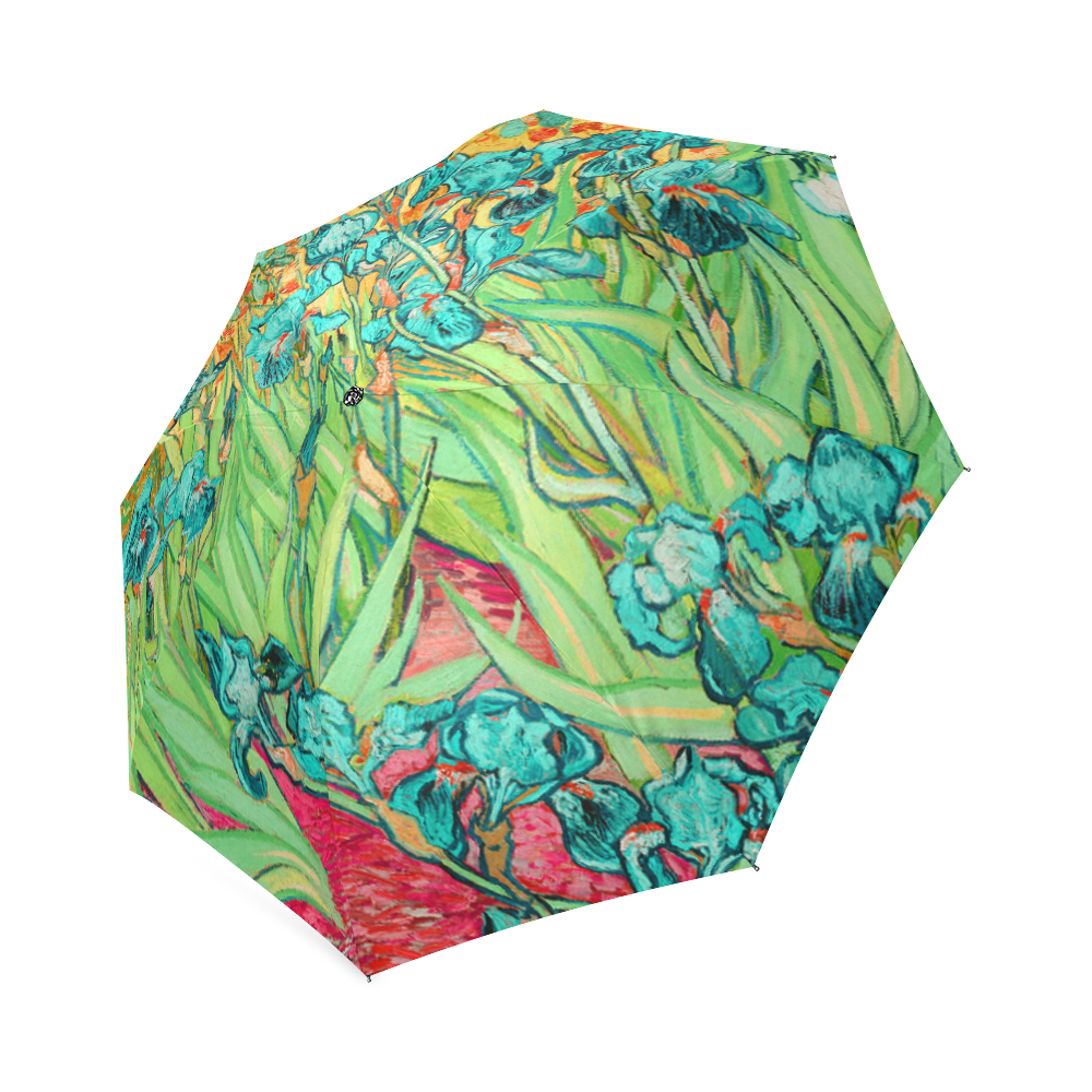 Van Gogh Teal Irises at St. Remy Foldable Umbrella (Model U01)