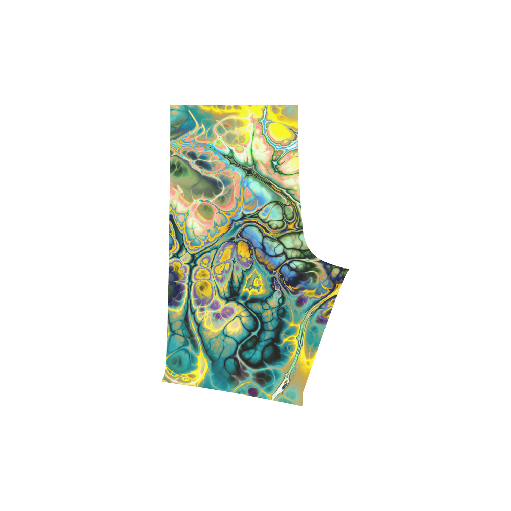 Flower Power Fractal Batik Teal Yellow Blue Salmon Men's Swim Trunk (Model L21)