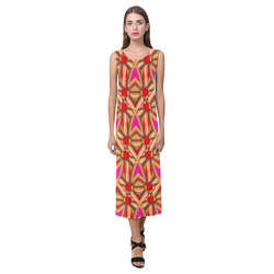 Pink Gold Pattern AsriTara Phaedra Sleeveless Open Fork Long Dress (Model D08)