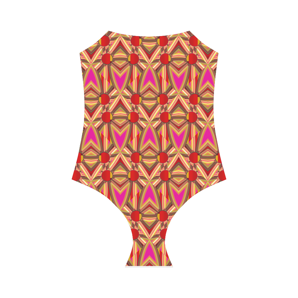 Pink Gold Pattern AsriTara Strap Swimsuit ( Model S05)