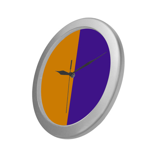Only Two Colors: Orange - Violet Lilac Silver Color Wall Clock