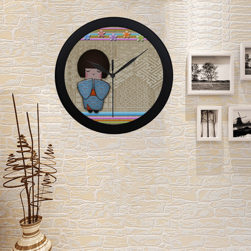 kokeshi seigai Circular Plastic Wall clock