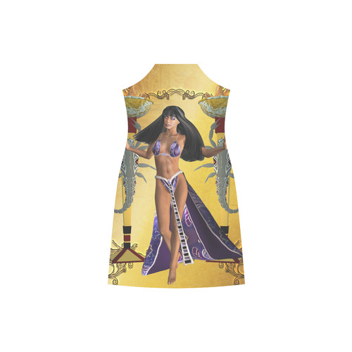 Egyptian women with scorpion V-Neck Open Fork Long Dress(Model D18)