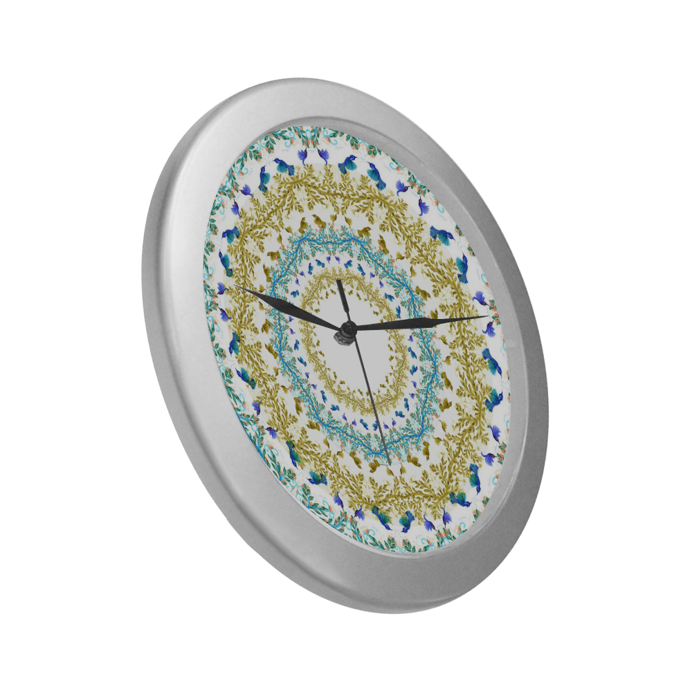 humbirds 3 Silver Color Wall Clock